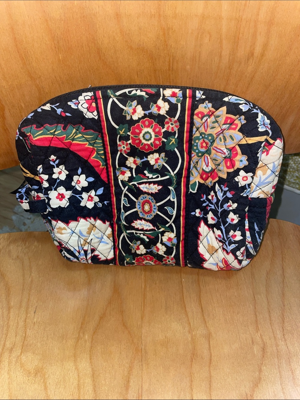 Vera Bradley Black Quilted Floral Cosmetic Bag